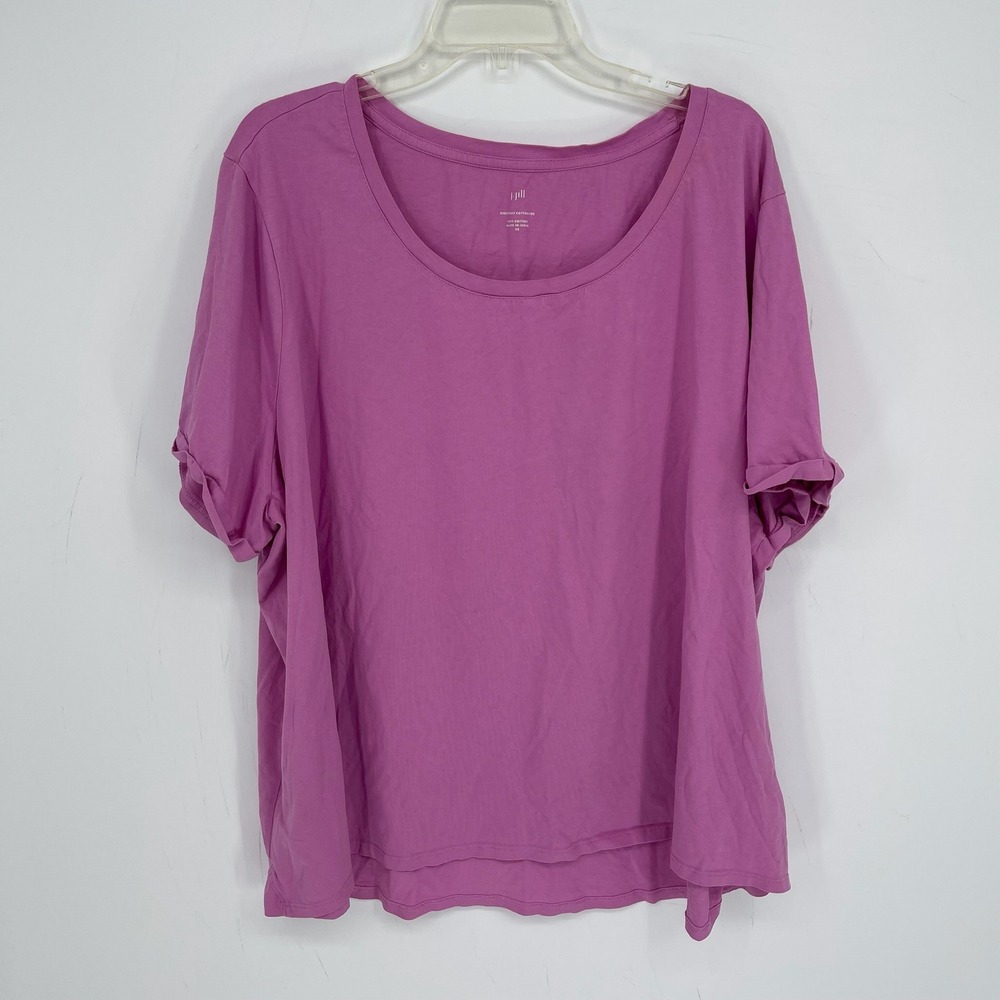 J. Jill Women's Pink Scoop Neck Relaxed Everyday Cotton Tee T-Shirt Plus Size 4X